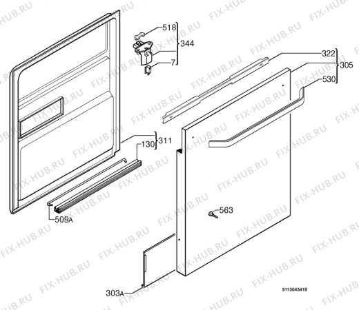 Взрыв-схема посудомоечной машины Aeg Electrolux F60850VIM - Схема узла Door 003